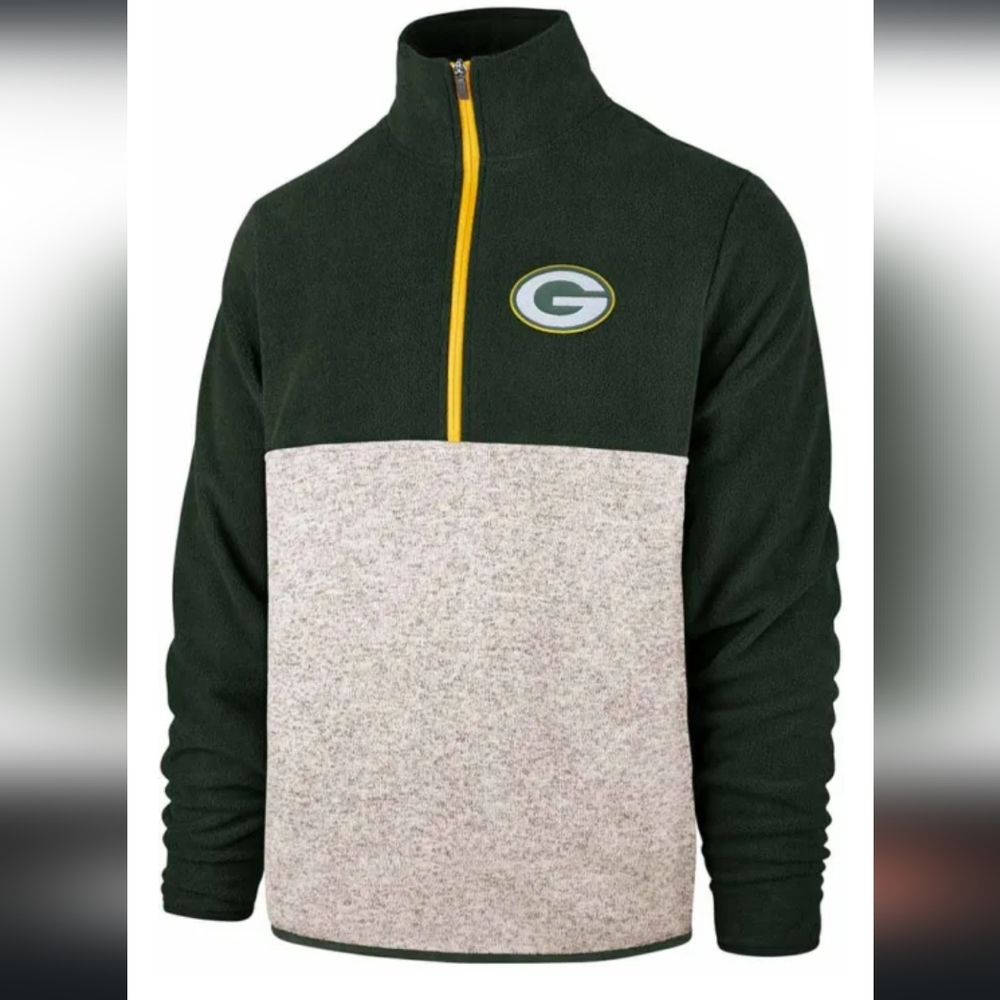 🎉Green Bay Packers '47 Kodiak Quarter-Zip Jacket - Gray/Green